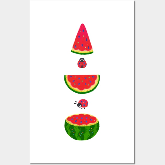 Watermelon and ladybugs Wall Art by pikaole